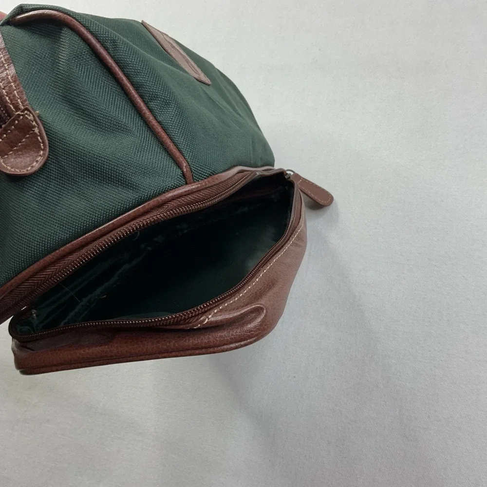VTG Polo Ralph Lauren Toiletry Bag Fragrances Green Canvas Brown Trim Dopp